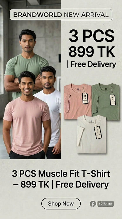 Muscle T shirt- 3 pcs(new)