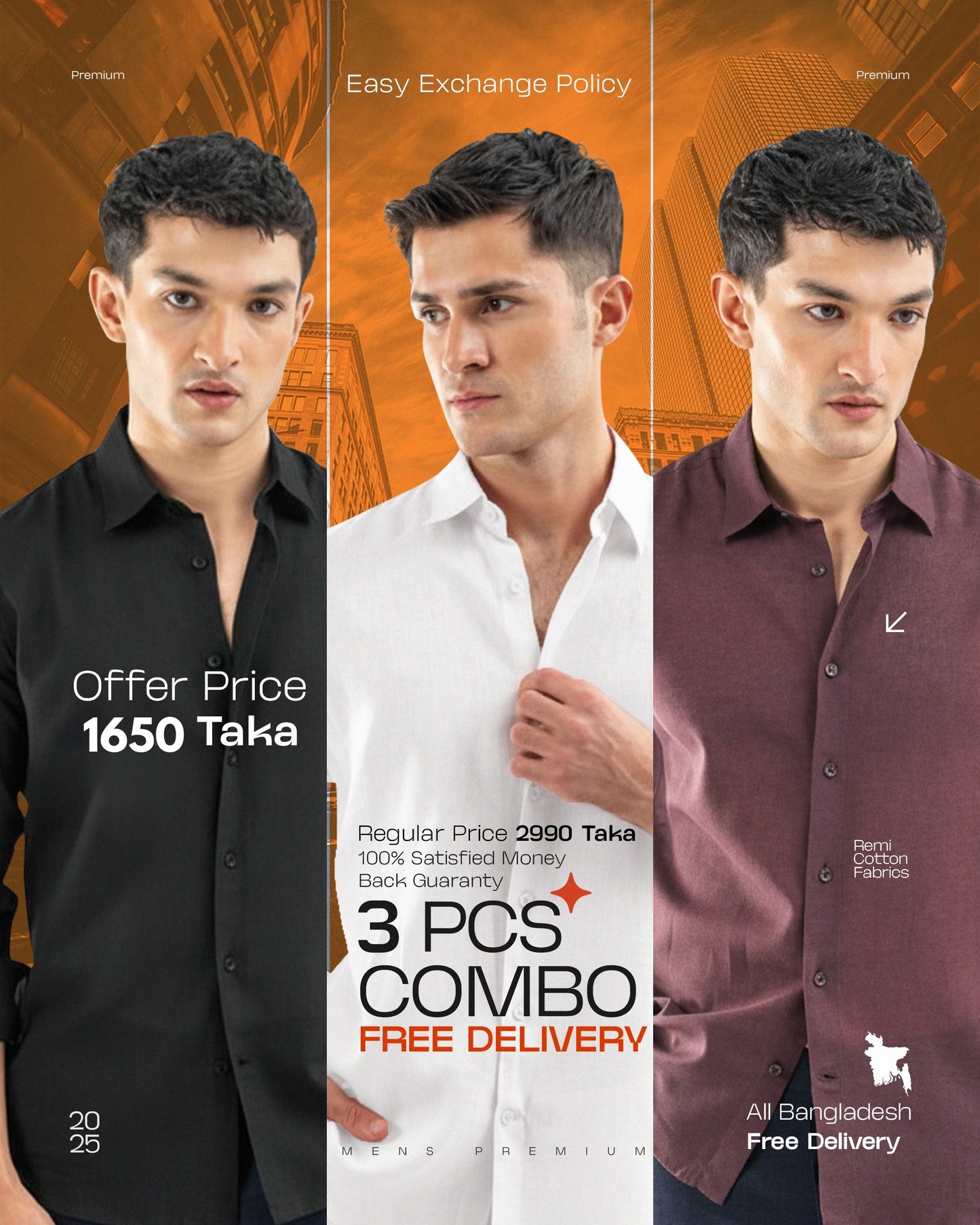 Men's shirt 3 pcs. (Free delivery)