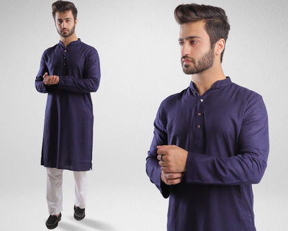 Men Solid Panjabi-Nevy