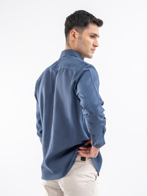 Blue Airy Linen Blended Shirt.