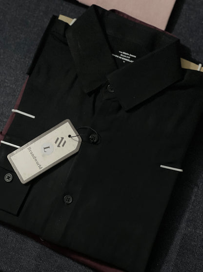 Black Airy Linen Blended Shirt.