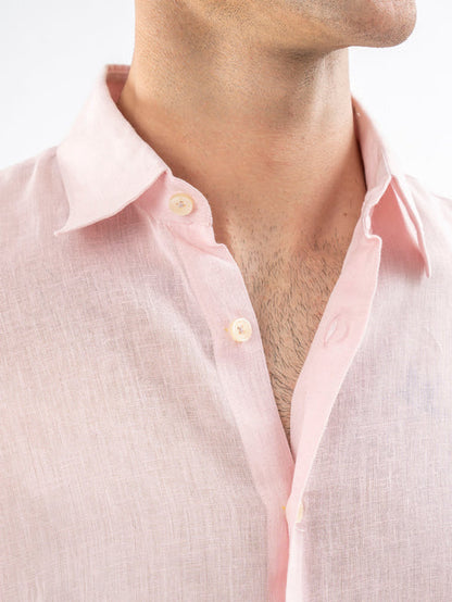 Pink Airy Tissue Blended Shirt.