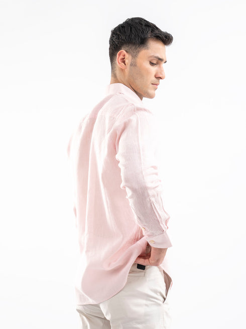 Pink Airy Tissue Blended Shirt.