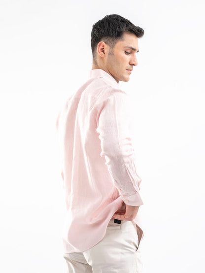 Pink Airy Tissue Blended Shirt.