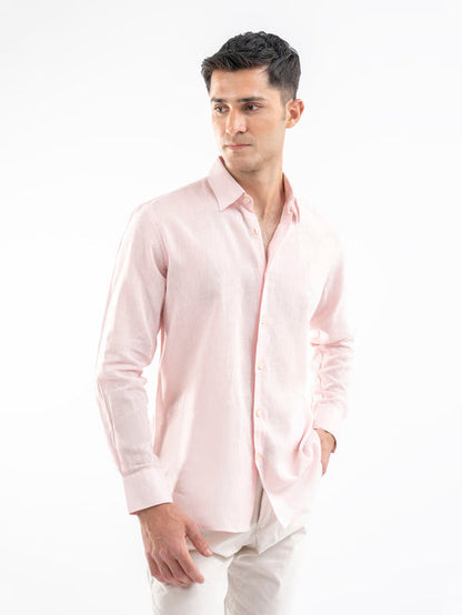 Pink Airy Tissue Blended Shirt.