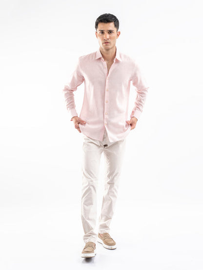 Pink Airy Tissue Blended Shirt.