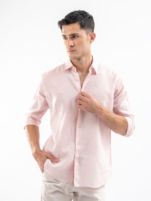 Pink Airy Tissue Blended Shirt.