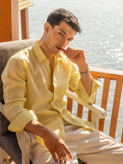 YELLOW Tissue Cotton Shirt.